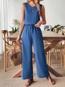 Breezaya 度假休闲无袖松紧腰连体裤