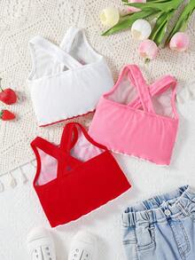 Débardeur décontracté pour bébé fille blanc/rose/fuchsia à rayures et imprimé lettre & fraise - Multicolore - Voir 2