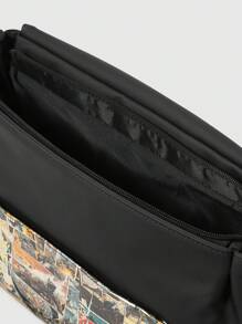 Batman X ROMWE Men Messenger Bag Large Capacity Shoulder Bag Crossbody Bag Laptop Briefcase - Black - View 10