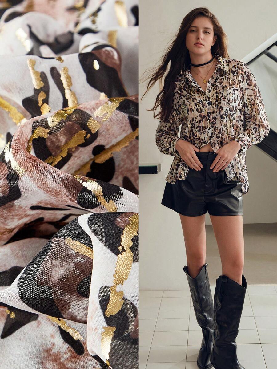 MOTF STUDIO 豹紋輕盈上衣 - 彩色 - 查看 1