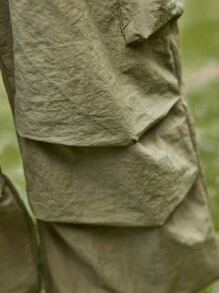 SHEIN Jungen Cargo Hosen im Lässig leook mit Strukturfalten, Hose mit Buchstaben Muster, leicht für den Herbst - Armeegrün - Übersicht 6