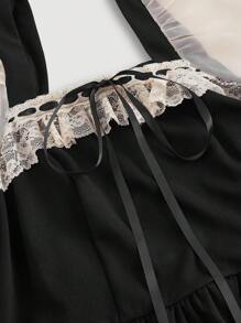 SHEIN MOD Vintage Palace Style Color Block Puff Sleeve Plus Size Dress