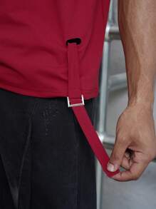 Manfinity Hypemode 男士夏季时尚扎染小众设计宽松短袖 T 恤，夏季 T 恤 - 酒紅色 - 查看 5