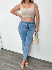 RueChic 97% CottonPlus Front Pocketless Skinny Jean - Light Wash - View 7