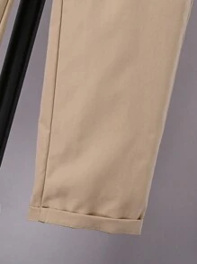 2 件 Tween Boy 基本套装：刺绣纽扣前长袖上衣和松紧腰带口袋裤子 - 彩色 - 查看 6