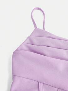 SHEIN Girlism Teen Girls  Knit Solid Front Gather Elegant Waist Cami Dress