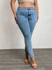 RueChic 97% CottonPlus Front Pocketless Skinny Jean - Light Wash - View 9