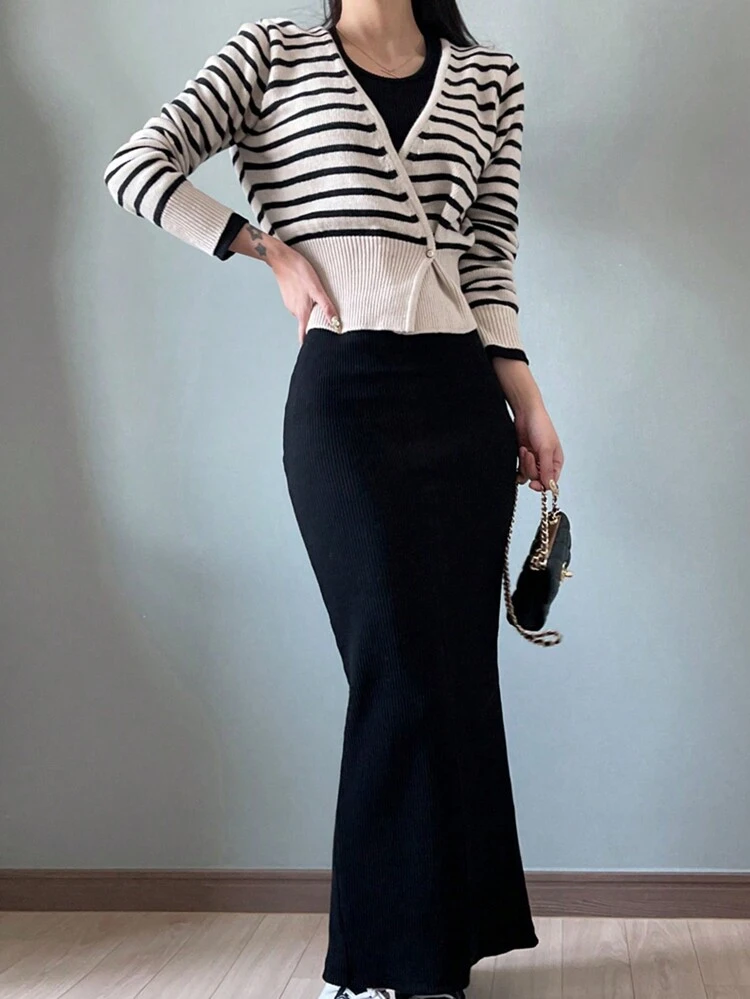Women's Solid Color Fitted Round Neck Slit Back Bodycon Dress, Spring/Summer/Autumn,Fall Women Clothes Long Sleeve Dress