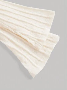 SHEIN MOD Váy len màu mơ thanh lịch có hoa tai và tay chuông, váy mùa thu, váy trở lại trường, váy dễ thương, váy nơ - trắng - Xem 4