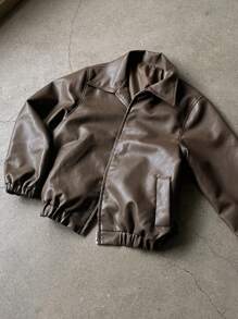 DAZY Thick Solid Color Casual Leather Jacket, Autumn,Fall Women Clothes - Brown - View 4