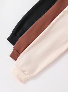 3pcs/Set Teenage Girls' Casual Crew Neck Solid Color Pullover Knit Sweatshirts - Multicolor - View 4