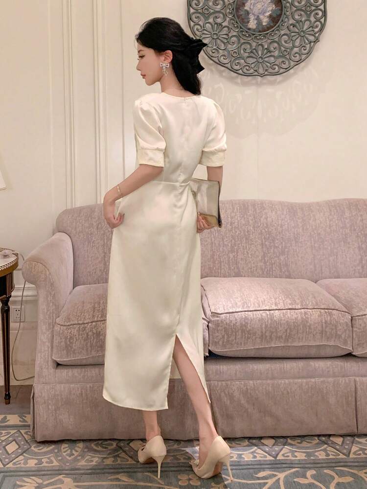 Women Lace Patchwork Mini Dress, Birthday Prom Dress Sundress, Fall Clothes Elegant Women Dress