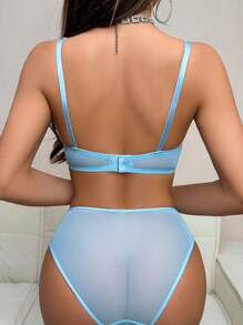 SHEIN Conjunto de lencería sexy con parches de encaje para mujeres