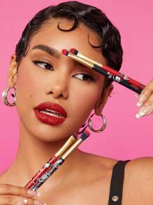 Betty Boop x SHEIN 4pcs Cartoon Character & Rose Pattern Eye Makeup Brushes Set With Storage Pouch, Gifts