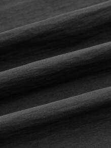 SHEIN LUNE 女士松紧腰休闲宽松舒适时尚长裤 - 灰色 - 查看 4