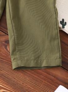 2pcs/Set Baby Girl Cactus Print Long Sleeve Outfit Set - Green - View 5