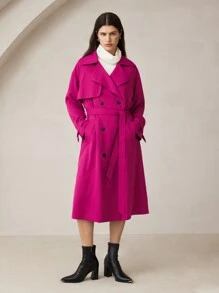 BizChic Áo khoác dài tay đơn giản màu trơn giản dị dành cho nữ, trang phục công sở thường ngày mùa thu dành cho nữ - Màu Hồng Tươi - Xem 4