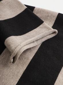 SHEIN Teen Girls Black & Gray Striped Off Shoulder Flare Sleeve Knit Sweater Dress For Halloween - Multicolor - View 5