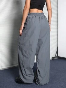 Coolane Ladies' Super Oversized Windbreaker Wide Leg Pants With Side Buckle Design, Perfect For Bold And Fashionable Women - Grey - View 2