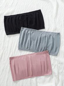 3 Cái/bộ Plus Size Cho Nữ Màu Trơn Thoải Mái Dây Áo Ngực & Bộ Áo Ngực Không Dây - Nhiều màu - Xem 6