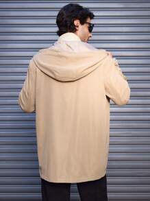 Manfinity VCAY Abrigo informal tipo trinchera de ajuste holgado con capucha, adecuado para el otoño, para hombres - Caqui - Ver 2