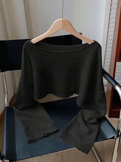 Comfortcana 女士宽松休闲黑色网眼衬衫