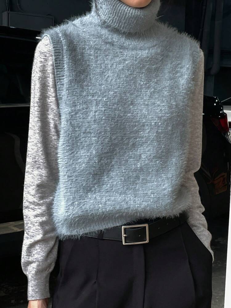 Women's Knitted Tops For The Elderly, Warm And Loose Fleece Vest,Fall Women Clothes Turtleneck Women Women Sweater,Winter