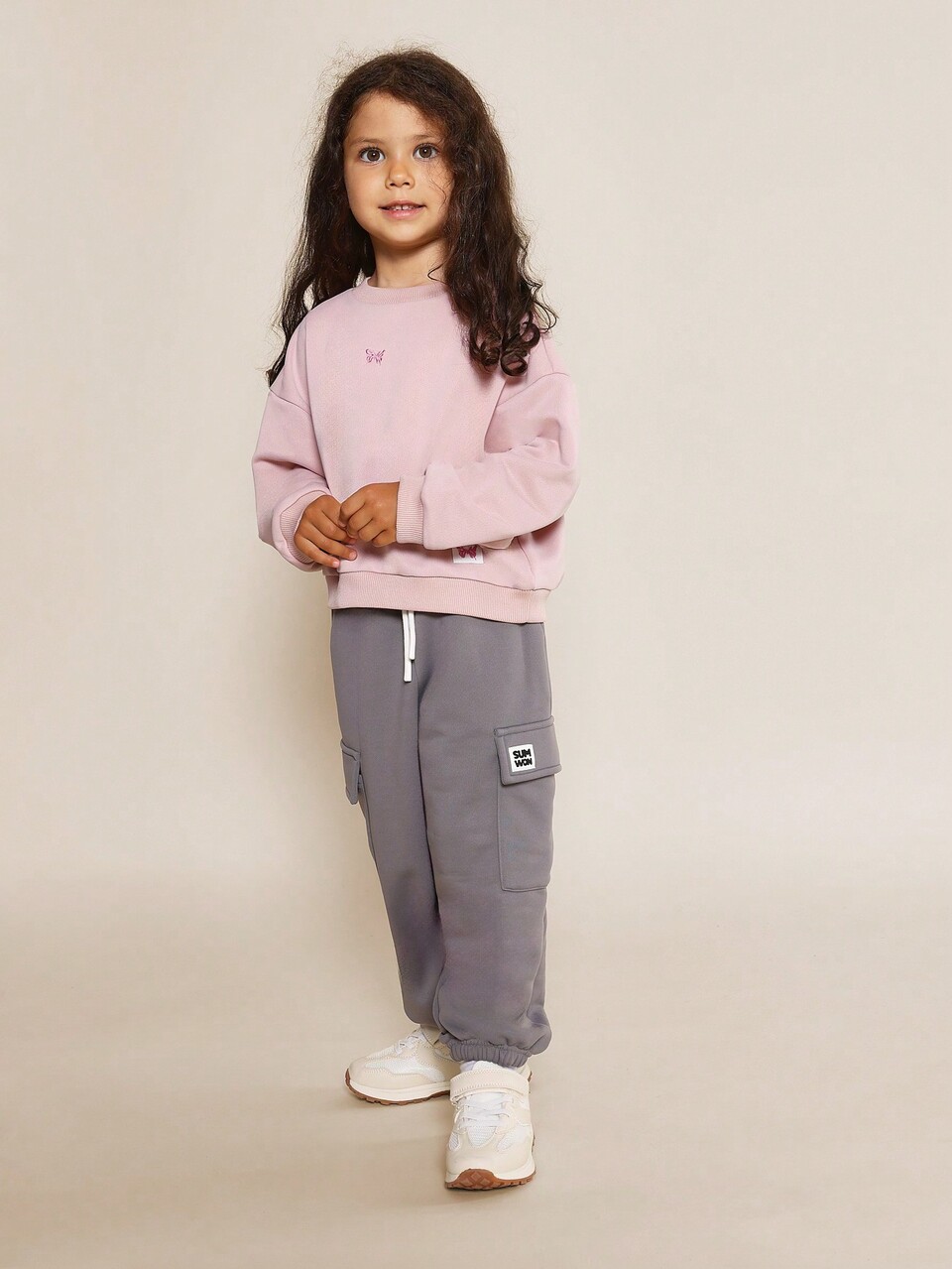 Butterfly Embroidered Oversized Crew Neck Sweatshirt