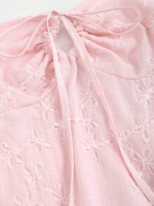 Sweetra Solid Color Circular Ornament Jacquard Bandeau Dress Y2K Outfit  - Pink - View 3