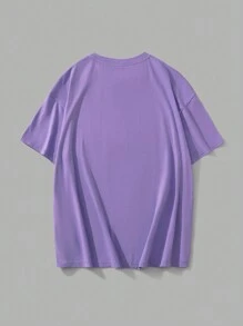 Nick 90s | SHEIN 大码休闲卡通人物印花短袖 T 恤，夏季，图案 T 恤 - 紫色 - 查看 2