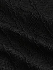 SHEIN MOD Blusa negra de manga larga acampanada con cuello halter para mujer talla grande - Negro - Ver 3