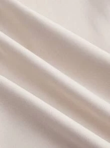 SHEIN MOD 大码杏色不对称休闲宽松女裤 - 杏色 - 查看 3