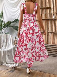 SHEIN Clasi 女士随机印花吊带连衣裙 - 紅白色 - 查看 2