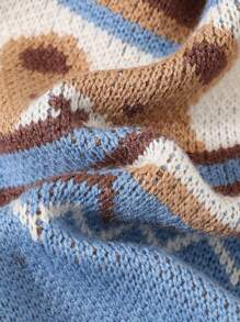 Cozy Pixies 新生男婴休闲多色熊图案柔软舒适毛衣 - 藍色 - 查看 4