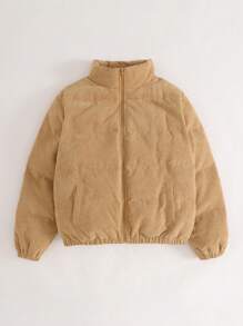SHEIN Jaqueta solta casual espessada de veludo cotelê para meninas adolescentes