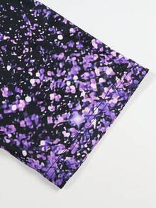 Bộ 2 chiếc Plus Size in hình áo thun dài tay và bộ quần dài cho nữ - Màu tím - Xem 4