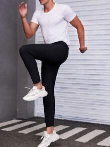 Men's Plain Elastic Waist Skinny Pants