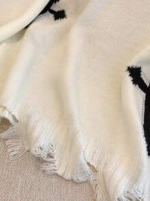 GlowEve Suéter casual minimalista de manga larga con patrón de cruz y acabado crudo para mujer, jersey de punto para otoño e invierno - Blanco - Ver 7