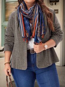 EMERY ROSE Plus Size Nữ Sọc Dài Tay Áo Blazer Công Sở Thường Ngày - Nhiều màu - Xem 6