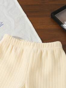 SHEIN Baby Girls Winter Faux Rabbit Fur Thermal Lined Flared Pants - Multicolor - View 6