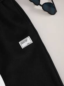 SHEIN Mua 1 tặng 1! Bộ 2 quần nỉ lót nơ thắt eo màu đen trắng cơ bản cho bé gái tuổi teen trở lại trường - Đen và trắng - Xem 7