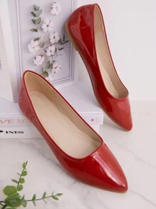 SHUZIA 女士优雅尖头漆皮芭蕾舞鞋 - 紅色 - 查看 3