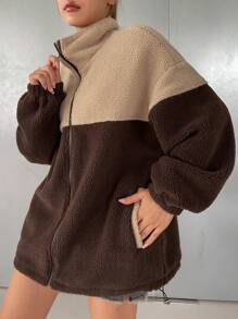 DAZY Women Contrast Color Pocket Zip Up Long Sleeve Jacket, For Autumn/Winter,Fall Women Clothes,Thermal Lined - Multicolor - View 7