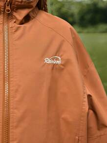 SHEIN Veste à col montant à manches longues décontractée pour filles, porter décontracté pour les loisirs en plein air et la ville, pour la photographie de rue - Marron - Voir 7