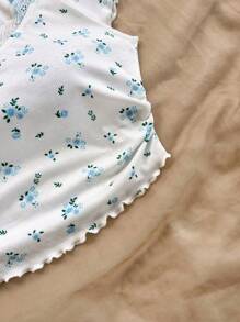 Soleia Damska koszulka w stylu vintage w kolorze czerwonym i białym, z koronką w drobne kwiaty, z kołnierzykiem, w kontrastowym kolorze, z krótkim rękawem i uroczą kokardką, 2 w 1 w stylu baletowym, na co dzień, na lunch, do szkoły, na lato