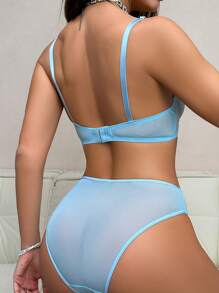 SHEIN Conjunto de lencería sexy con parches de encaje para mujeres