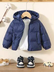 SHEIN Leap Crew Chaqueta con capucha informal tejida para bebé niño - Azul - Ver 7