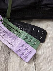 3pcs Women's Comfortable Strappy Backless Bra Set (No Wire) Multi-Color Lingerie - Black - View 5