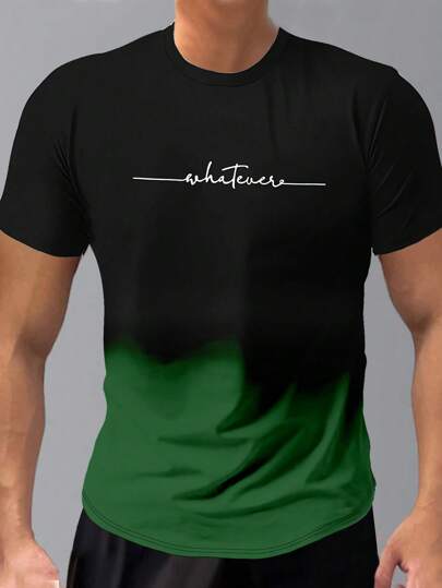 Manfinity Homme 男士夏季字母印花圆领短袖休闲T恤（随机扎染）