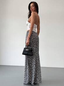 Aloruh Spring/Summer Sexy Leopard Print See-Through Skirt For Beach Vacation, Music Festival And Dance Party - Multicolor - View 2